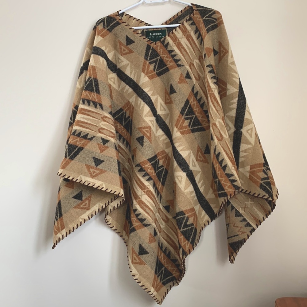 Southwestern geometric wool poncho from Ralph Lauren
